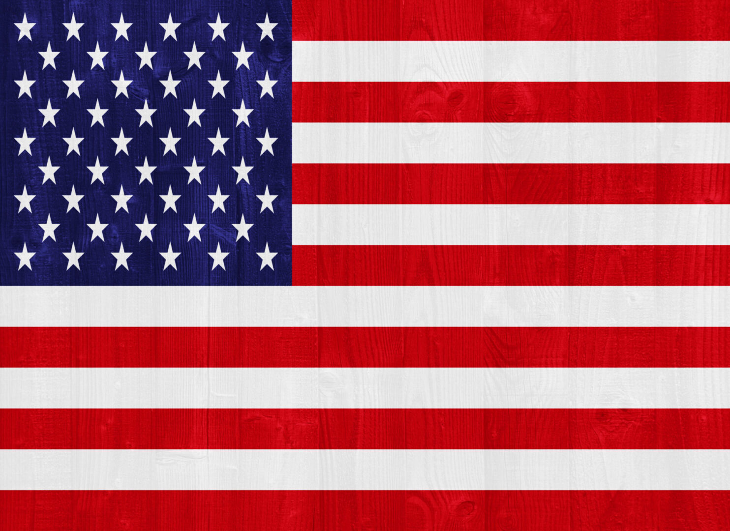 gorgeous United States of America flag painted on a wood plank texture